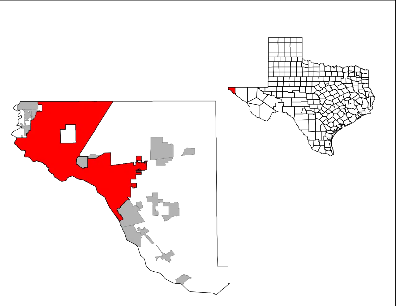Map of Texas with El Paso highlighted