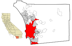 map of California with San Diego highlighted