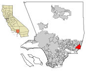Map of California with Pomona highlighted