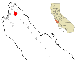Map of California with Salinas highlighted