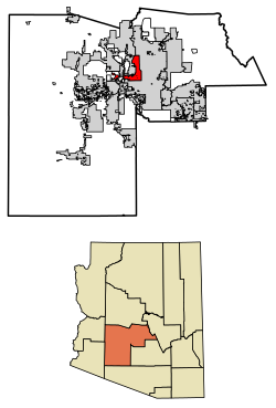 map of Arizona with Glendale highlighted