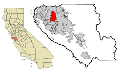 map of California with Santa Clara highlighted