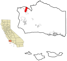 map of California with Santa Maria highlighted