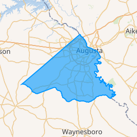 map of Georgia with Augusta highlighted
