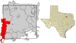 map of Texas with Grand Prairie highlighted