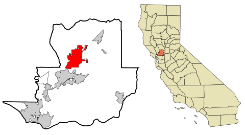 Map of California with Vacacille highlighted