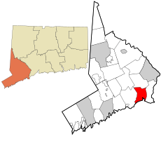 Map of Connecticut with Bridgeport highlighted