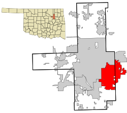 map of Oklahoma with Broken Arrow highlighted