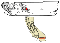 map of California with Indio highlighted
