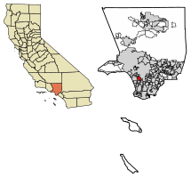 map of California with Inglewood highlighted