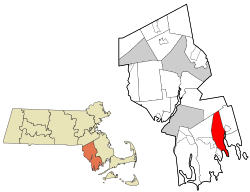 map of Massachusetts with New Bedford highlighted