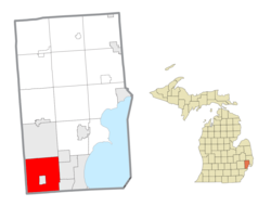 map of Michigan with Warren highlighted