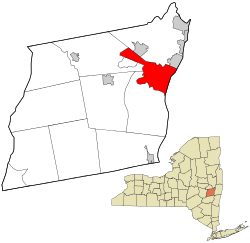 map of New York with Albany highlighted