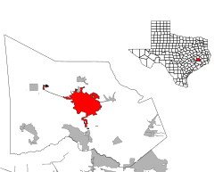 map of Texas with Conroe highlighted