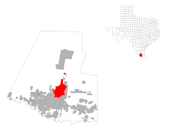 map of Texas with Edinburg highlighted